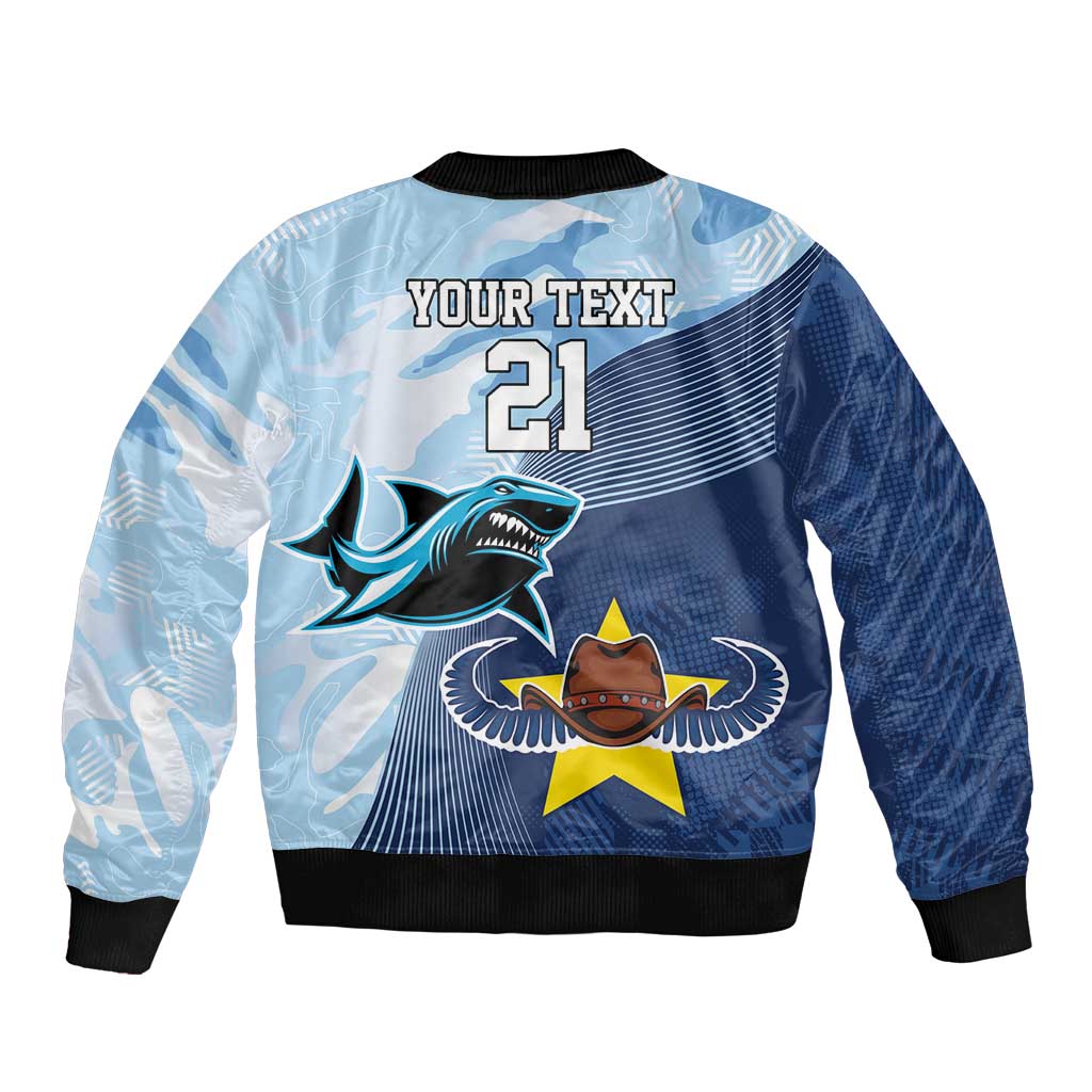 Sharks-Cowboys Rugby Custom Sleeve Zip Bomber Jacket Half Dynamic Style