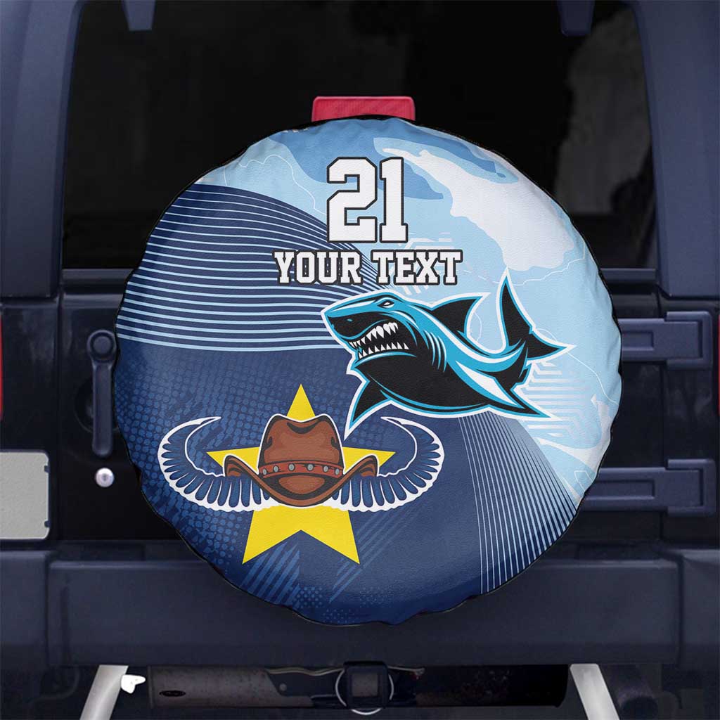 Sharks-Cowboys Rugby Custom Spare Tire Cover Half Dynamic Style
