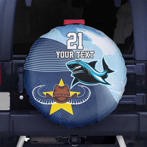 Sharks-Cowboys Rugby Custom Spare Tire Cover Half Dynamic Style