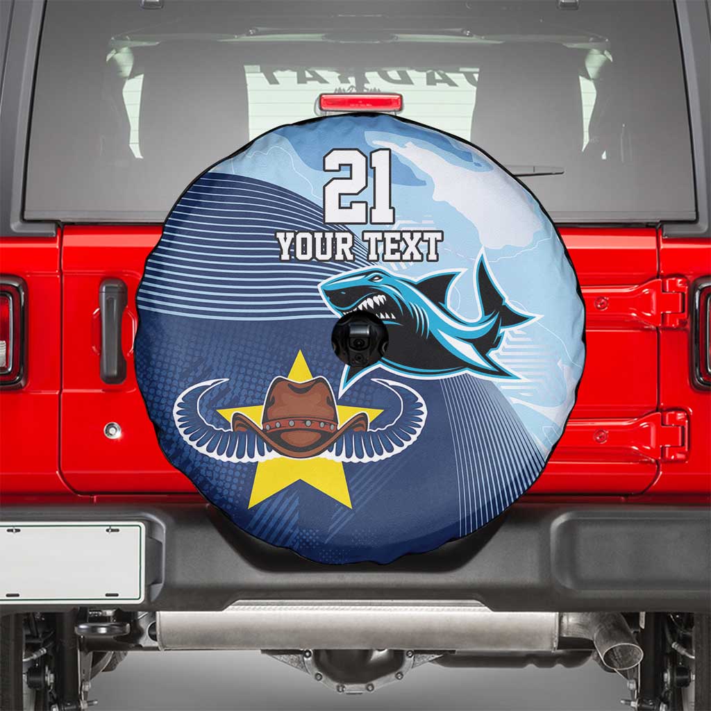 Sharks-Cowboys Rugby Custom Spare Tire Cover Half Dynamic Style