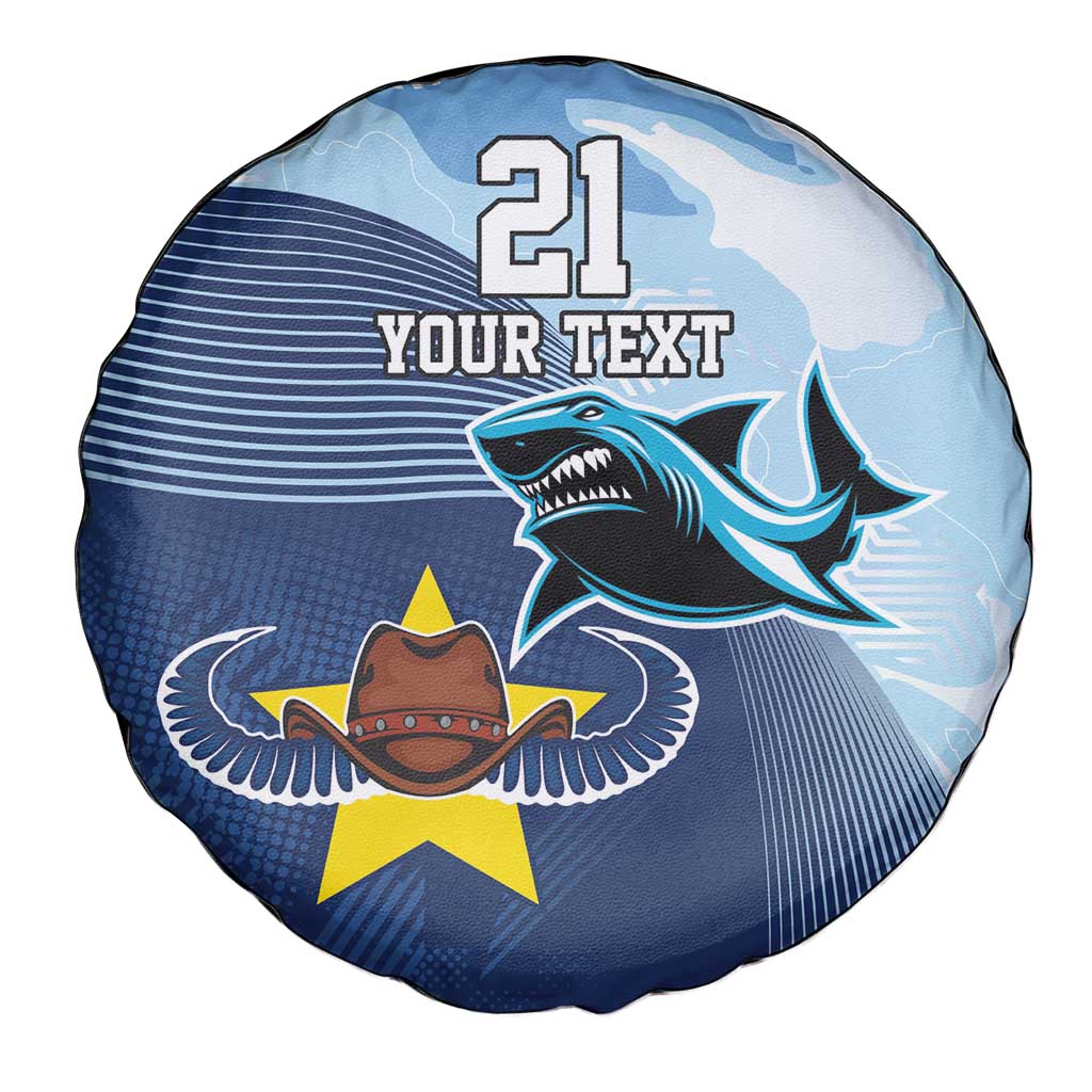 Sharks-Cowboys Rugby Custom Spare Tire Cover Half Dynamic Style