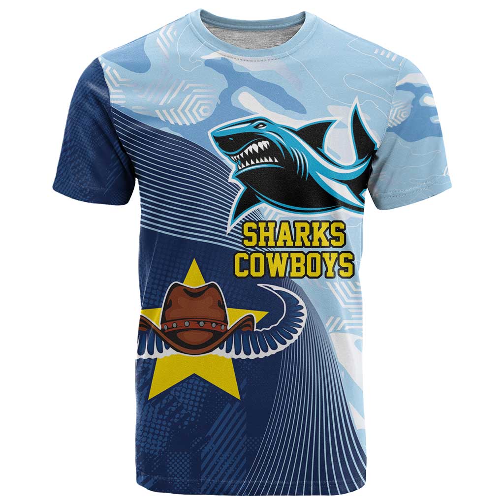 Sharks-Cowboys Rugby Custom T Shirt Half Dynamic Style