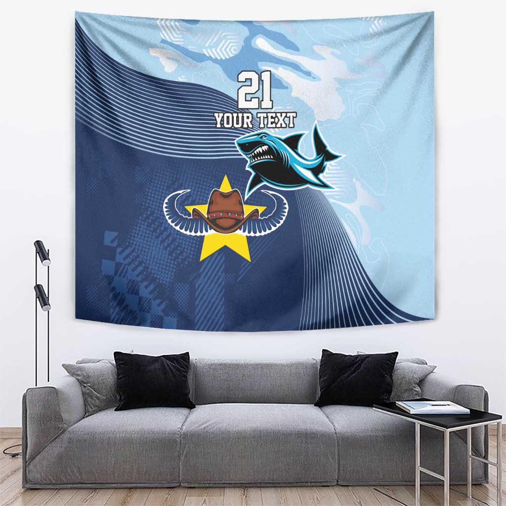 Sharks-Cowboys Rugby Custom Tapestry Half Dynamic Style
