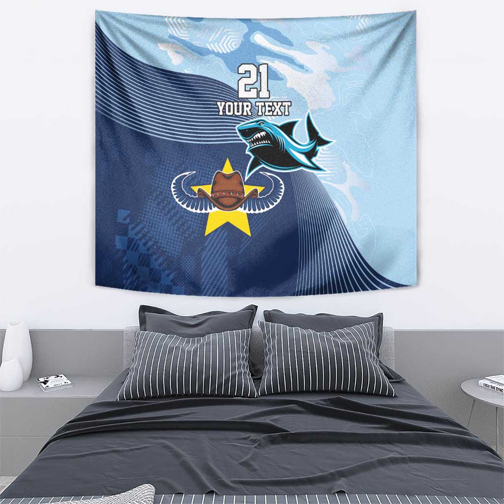Sharks-Cowboys Rugby Custom Tapestry Half Dynamic Style