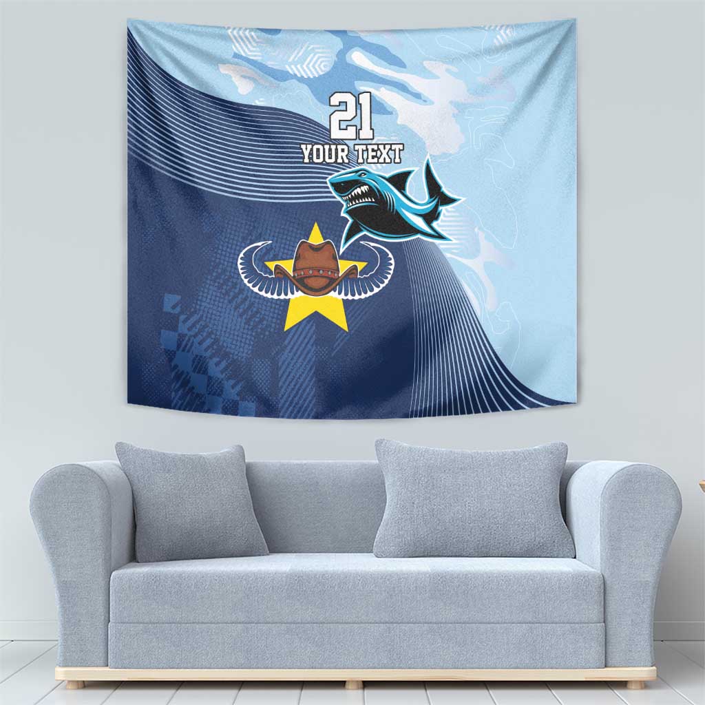 Sharks-Cowboys Rugby Custom Tapestry Half Dynamic Style