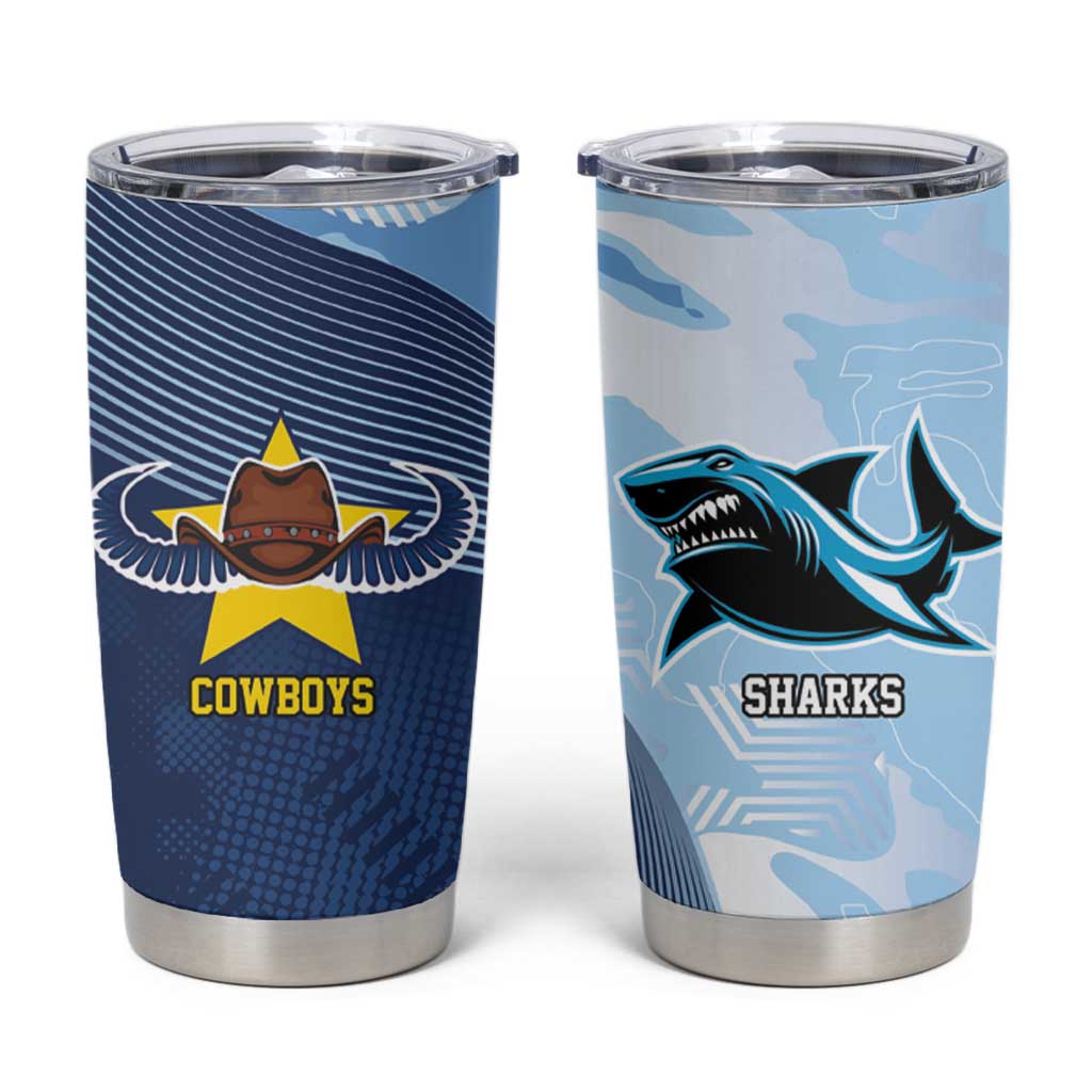 Sharks-Cowboys Rugby Custom Tumbler Cup Half Dynamic Style