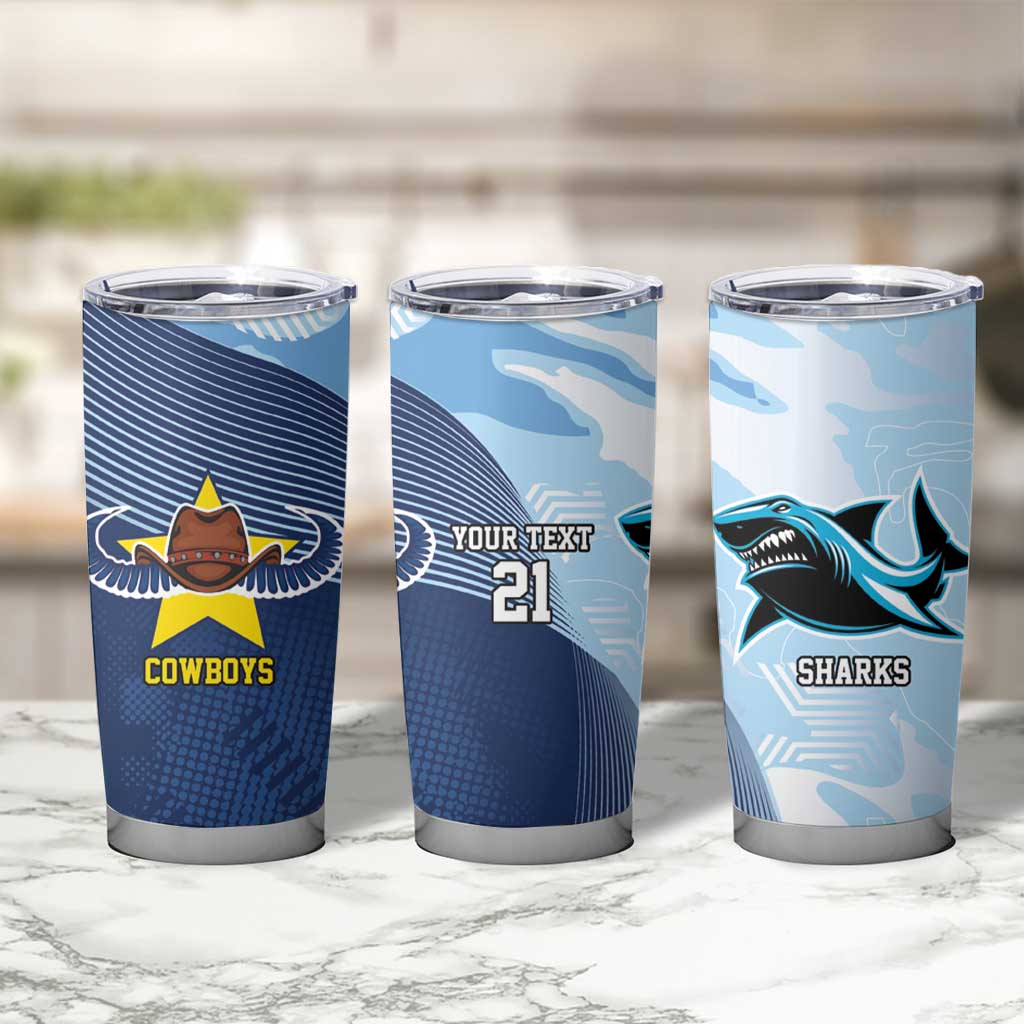 Sharks-Cowboys Rugby Custom Tumbler Cup Half Dynamic Style
