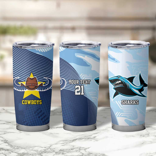 Sharks-Cowboys Rugby Custom Tumbler Cup Half Dynamic Style