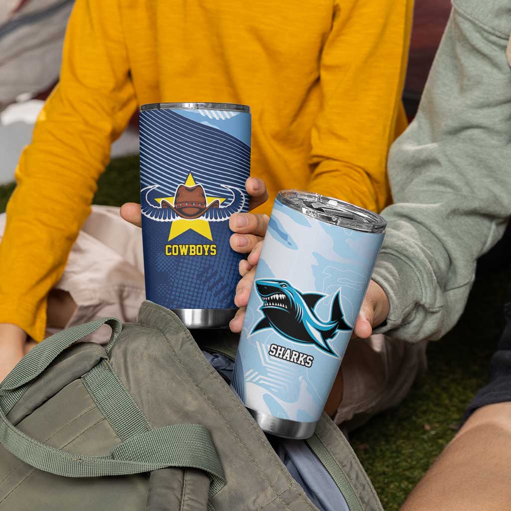 Sharks-Cowboys Rugby Custom Tumbler Cup Half Dynamic Style