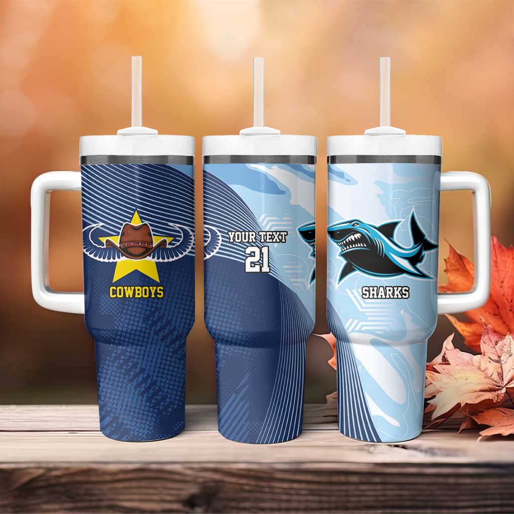 Sharks-Cowboys Rugby Custom Tumbler With Handle Half Dynamic Style