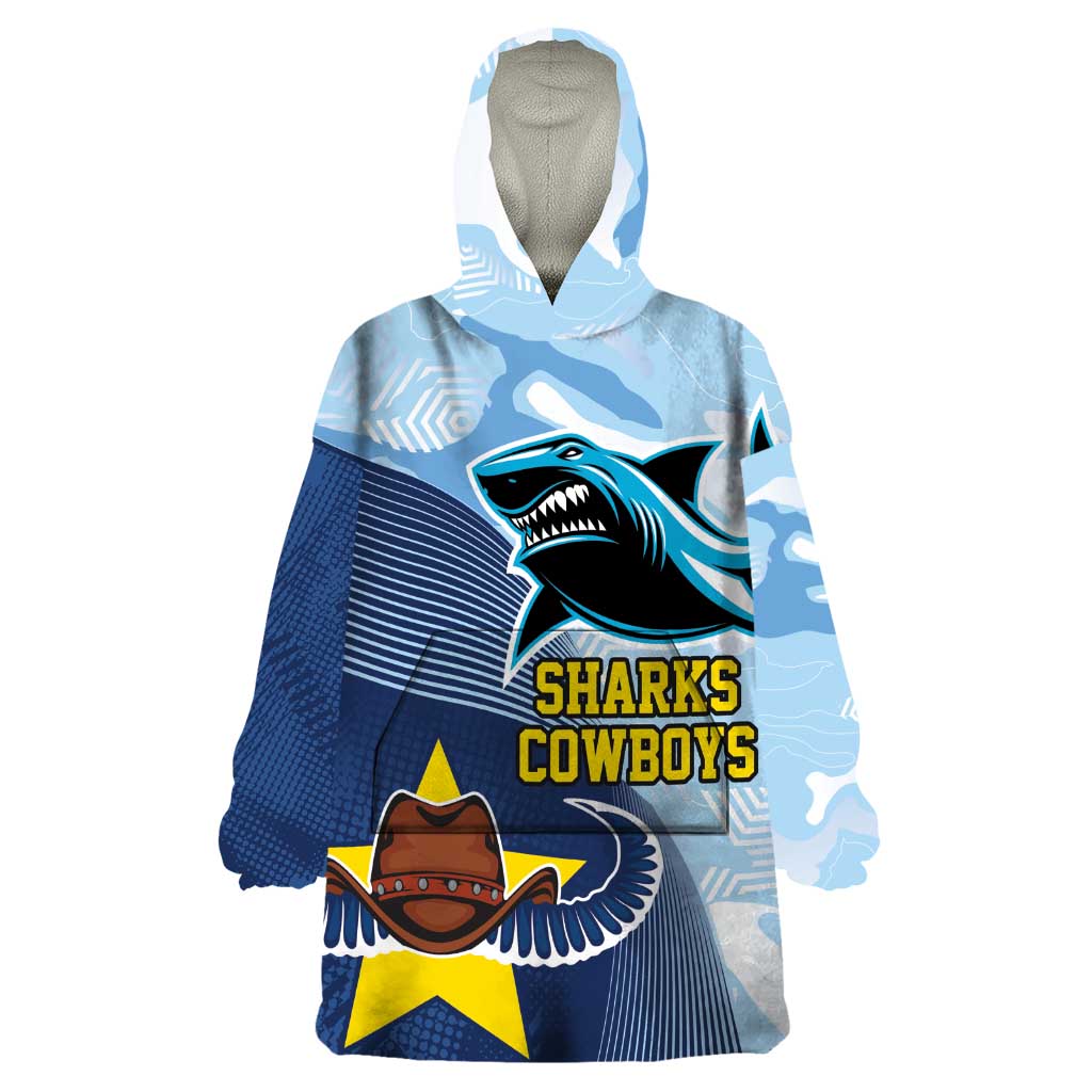 Sharks-Cowboys Rugby Custom Wearable Blanket Hoodie Half Dynamic Style