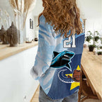 Sharks-Cowboys Rugby Custom Women Casual Shirt Half Dynamic Style