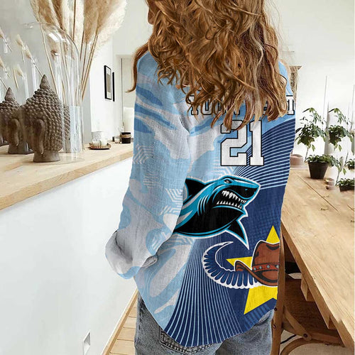 Sharks-Cowboys Rugby Custom Women Casual Shirt Half Dynamic Style
