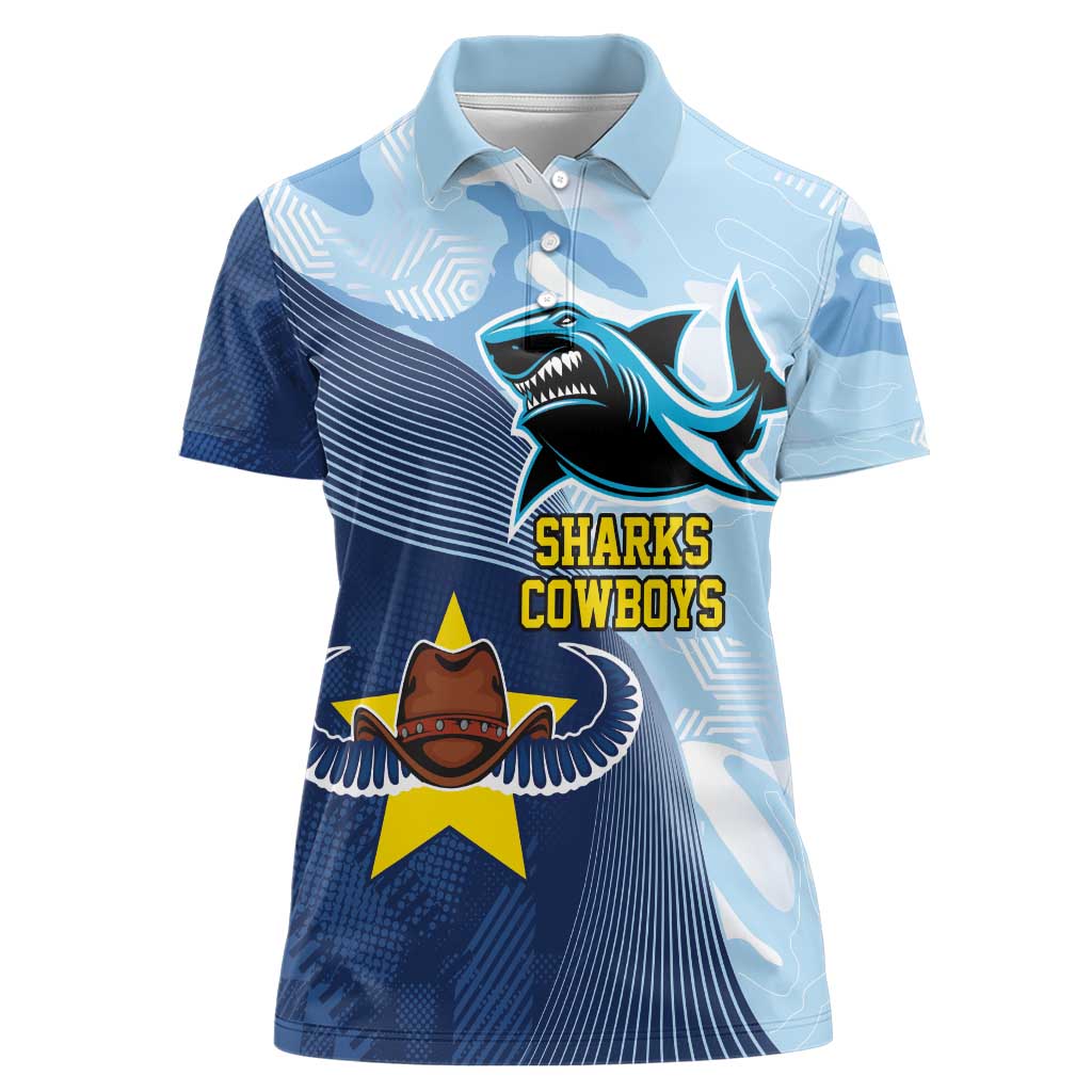 Sharks-Cowboys Rugby Custom Women Polo Shirt Half Dynamic Style
