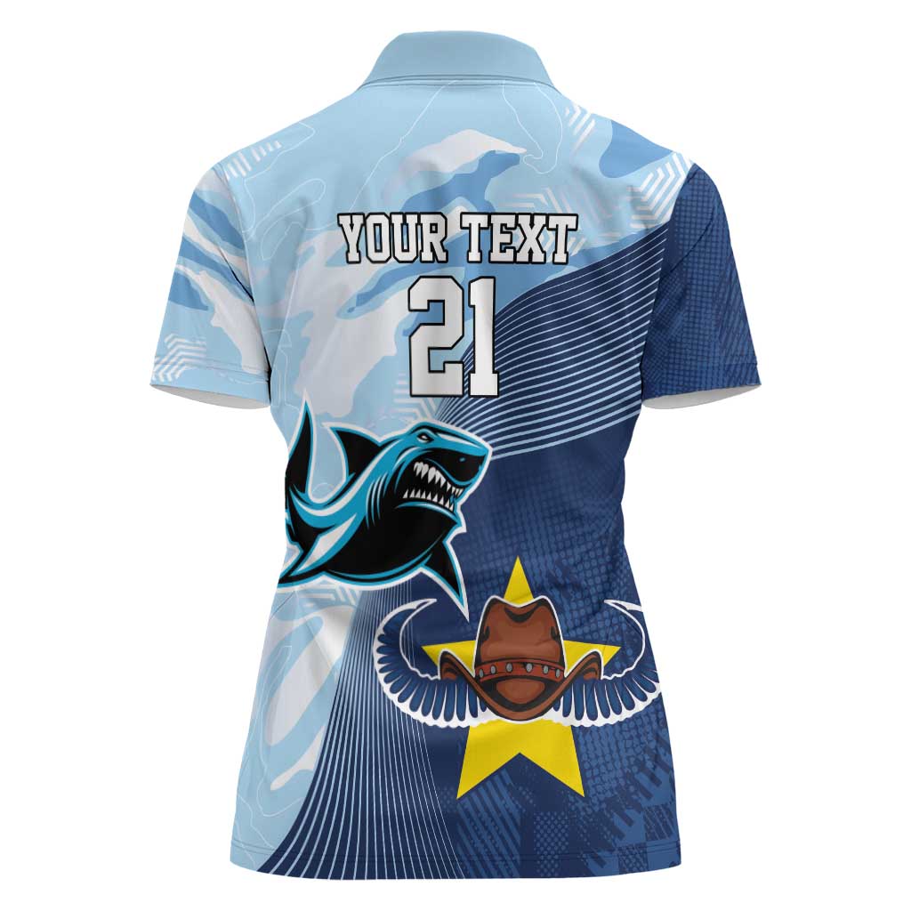 Sharks-Cowboys Rugby Custom Women Polo Shirt Half Dynamic Style