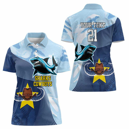 Sharks-Cowboys Rugby Custom Women Polo Shirt Half Dynamic Style