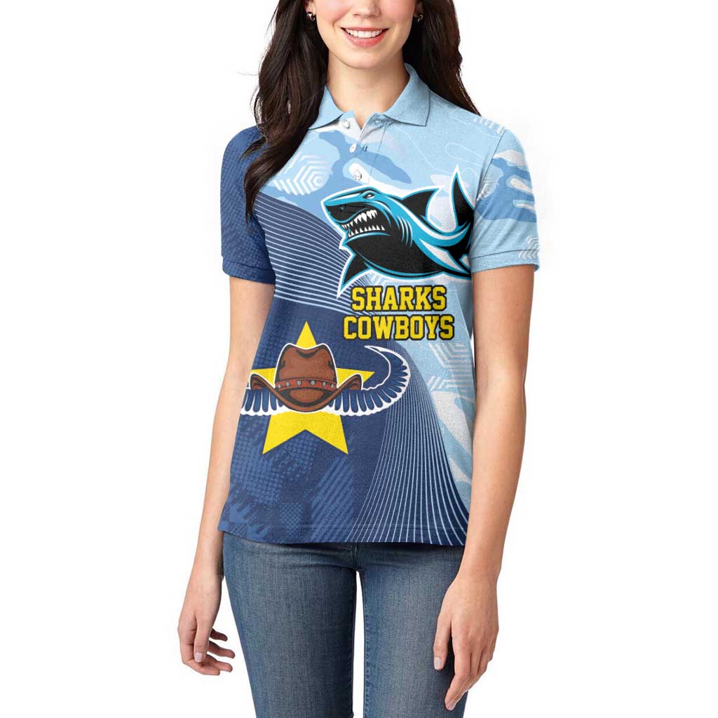 Sharks-Cowboys Rugby Custom Women Polo Shirt Half Dynamic Style