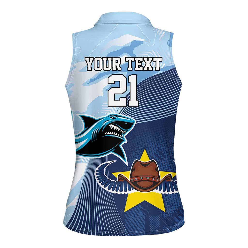 Sharks-Cowboys Rugby Custom Women Sleeveless Polo Shirt Half Dynamic Style