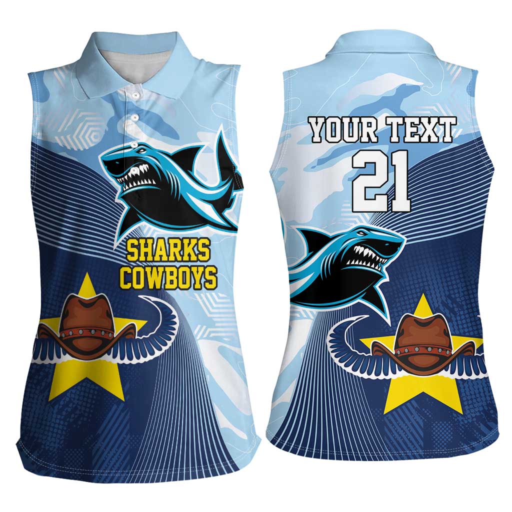 Sharks-Cowboys Rugby Custom Women Sleeveless Polo Shirt Half Dynamic Style