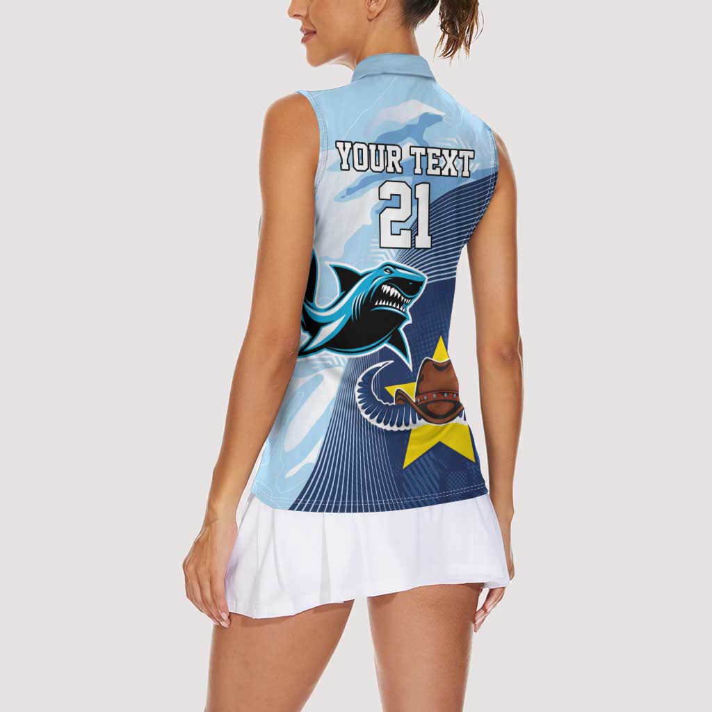 Sharks-Cowboys Rugby Custom Women Sleeveless Polo Shirt Half Dynamic Style