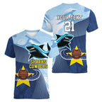 Sharks-Cowboys Rugby Custom Women V-Neck T-Shirt Half Dynamic Style