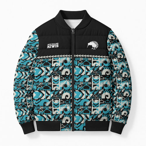 Aotearoa New Zealand Kiwis Tima Riki Motu Bomber Puffer Jacket