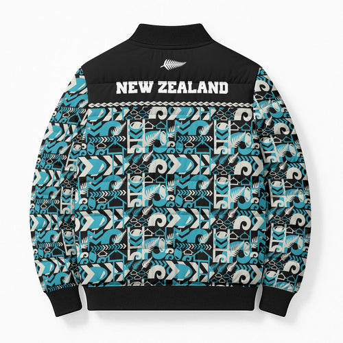 Aotearoa New Zealand Kiwis Tima Riki Motu Bomber Puffer Jacket