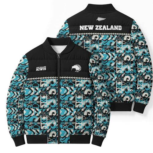 Aotearoa New Zealand Kiwis Tima Riki Motu Bomber Puffer Jacket