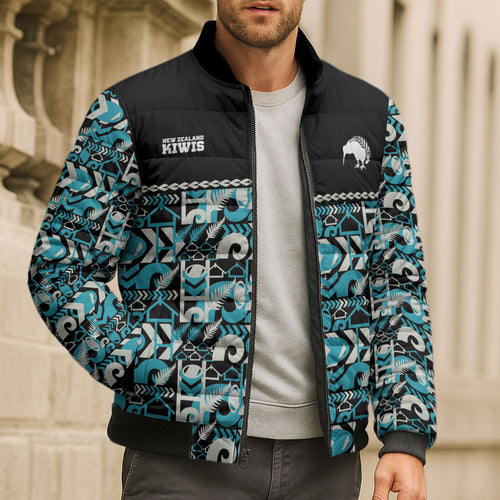 Aotearoa New Zealand Kiwis Tima Riki Motu Bomber Puffer Jacket