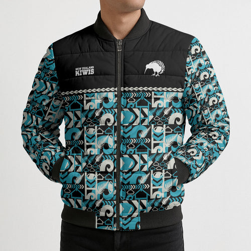 Aotearoa New Zealand Kiwis Tima Riki Motu Bomber Puffer Jacket