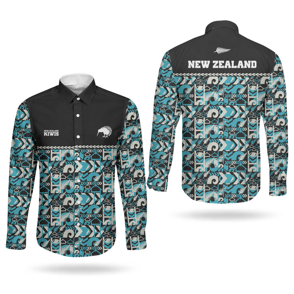 Aotearoa New Zealand Kiwis Tima Riki Motu Couples Matching Off The Shoulder Long Sleeve Dress and Long Sleeve Button Shirt