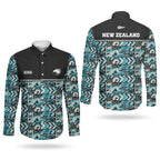 Aotearoa New Zealand Kiwis Tima Riki Motu Couples Matching Off The Shoulder Long Sleeve Dress and Long Sleeve Button Shirt