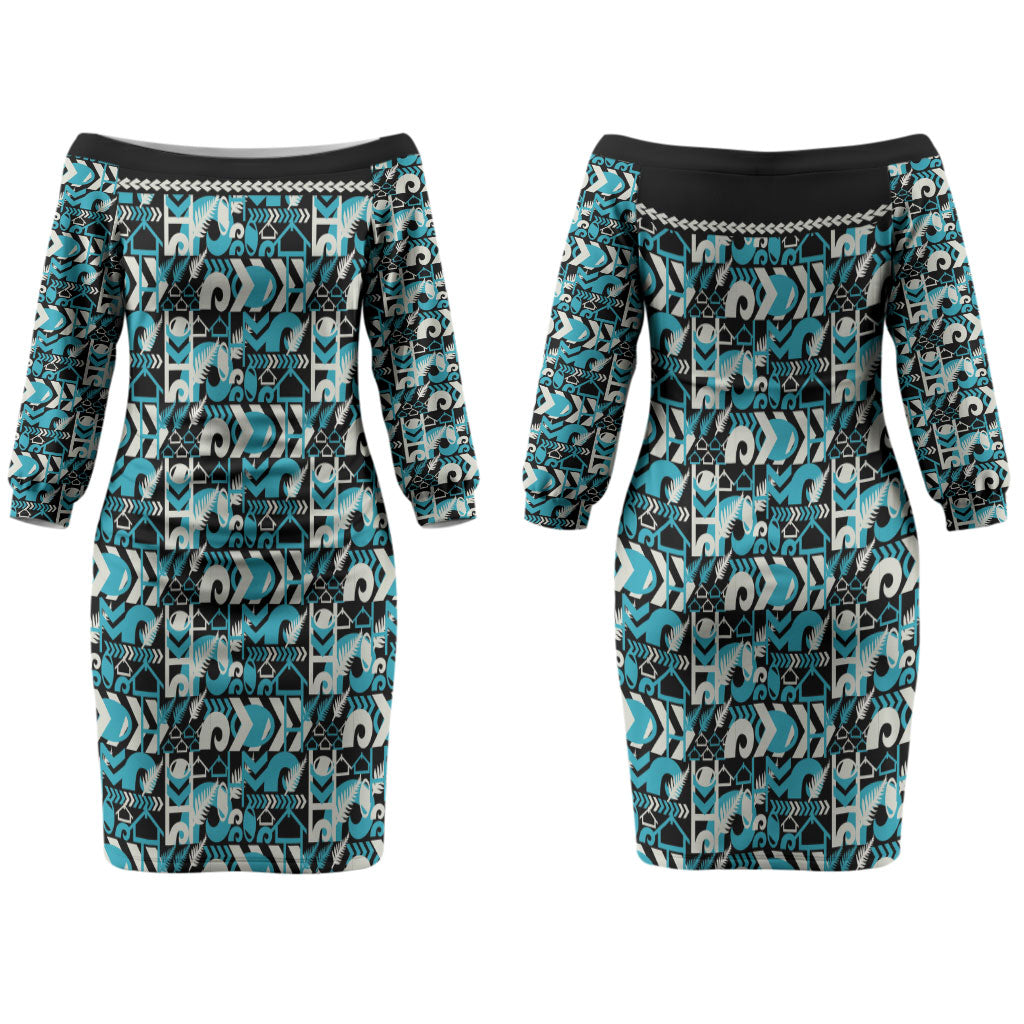 Aotearoa New Zealand Kiwis Tima Riki Motu Couples Matching Off The Shoulder Long Sleeve Dress and Long Sleeve Button Shirt