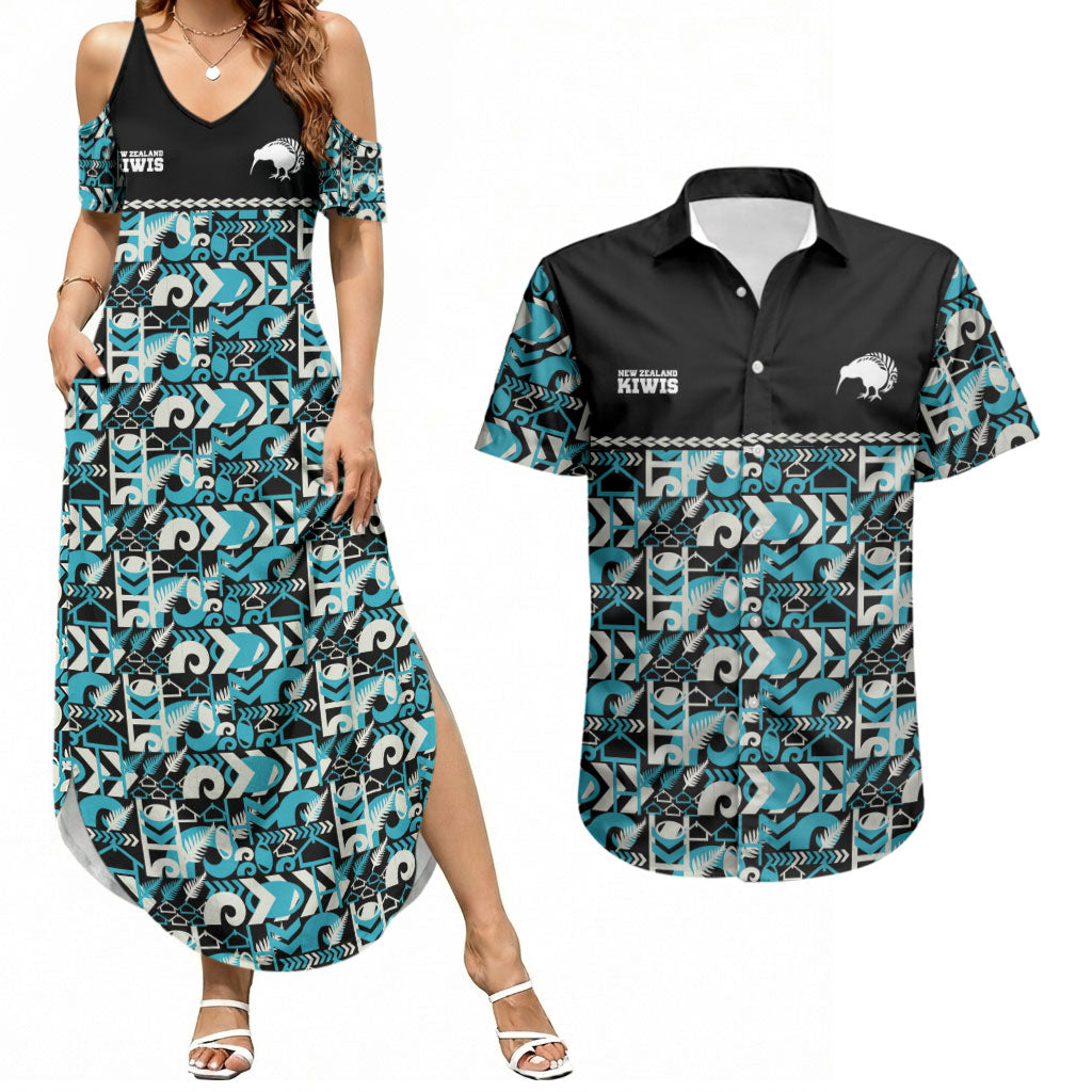 Aotearoa New Zealand Kiwis Tima Riki Motu Couples Matching Summer Maxi Dress and Hawaiian Shirt