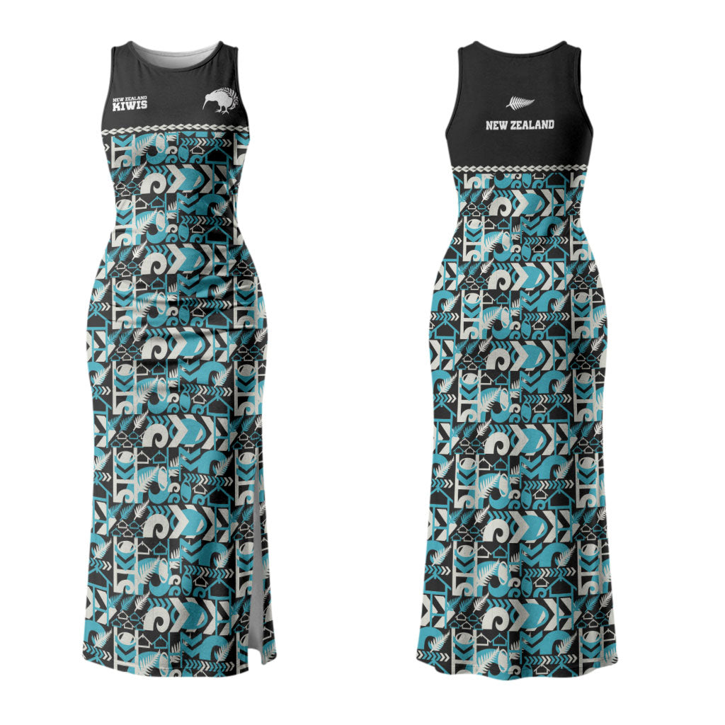Aotearoa New Zealand Kiwis Tima Riki Motu Couples Matching Tank Maxi Dress and Hawaiian Shirt