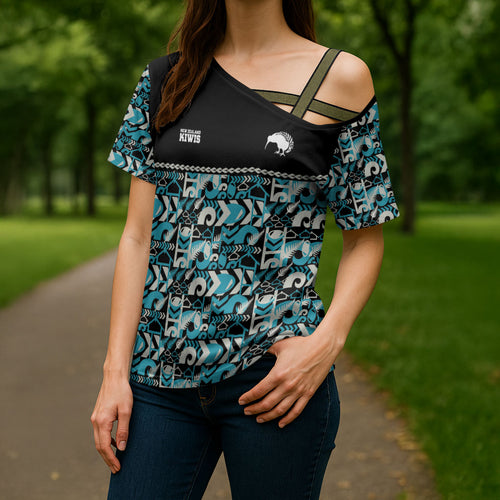 Aotearoa New Zealand Kiwis Tima Riki Motu Cross Shoulder Shirt