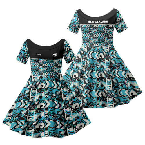 Aotearoa New Zealand Kiwis Tima Riki Motu Family Matching Mermaid Dress and Hawaiian Shirt