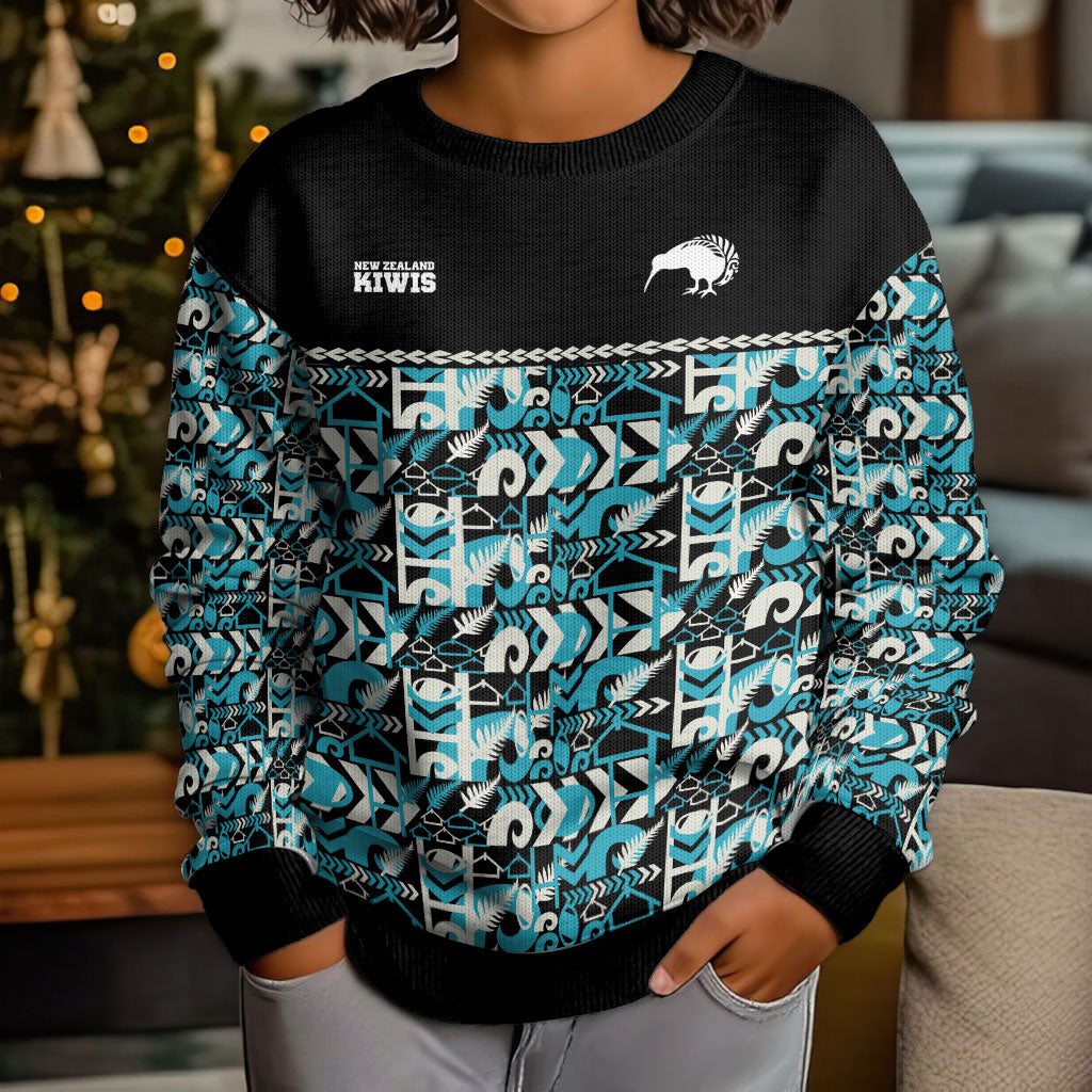 Aotearoa New Zealand Kiwis Tima Riki Motu Kid Ugly Christmas Sweater