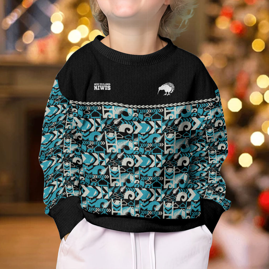 Aotearoa New Zealand Kiwis Tima Riki Motu Kid Ugly Christmas Sweater