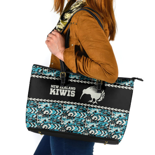 Aotearoa New Zealand Kiwis Tima Riki Motu Leather Tote Bag