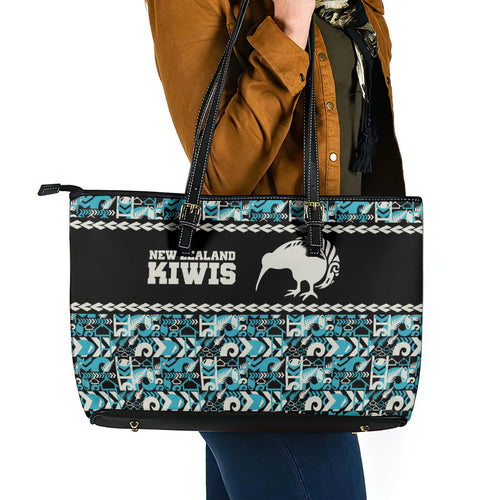 Aotearoa New Zealand Kiwis Tima Riki Motu Leather Tote Bag