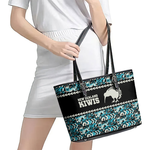 Aotearoa New Zealand Kiwis Tima Riki Motu Leather Tote Bag