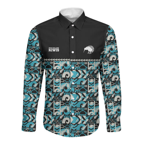 Aotearoa New Zealand Kiwis Tima Riki Motu Long Sleeve Button Shirt