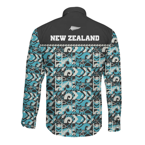 Aotearoa New Zealand Kiwis Tima Riki Motu Long Sleeve Button Shirt