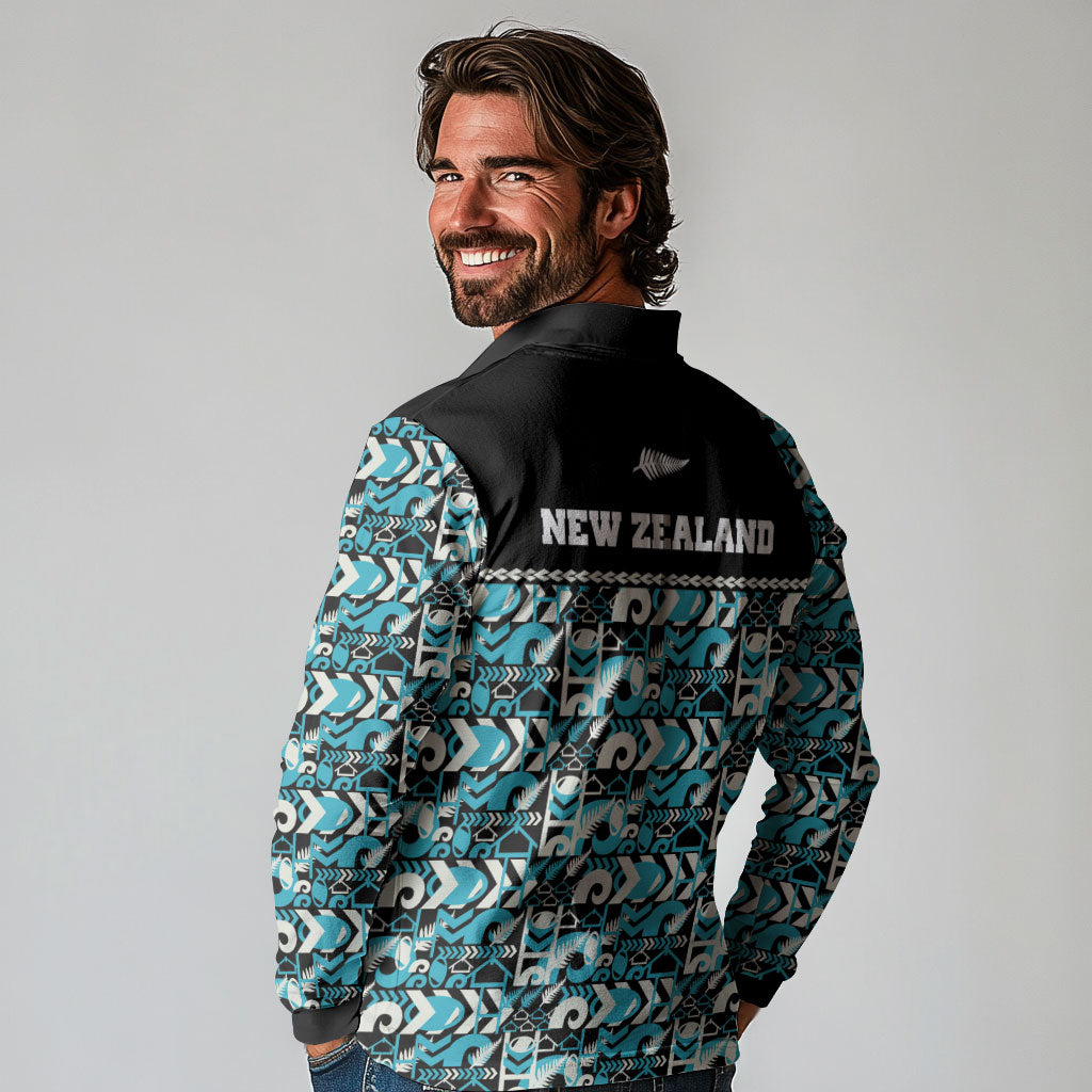 Aotearoa New Zealand Kiwis Tima Riki Motu Long Sleeve Polo Shirt