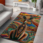 Australian Aboriginal Art Kangaroo Area Rug Looking Forward Looking Blak Aboriginal Dot Painting