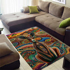 Australian Aboriginal Art Kangaroo Area Rug Looking Forward Looking Blak Aboriginal Dot Painting