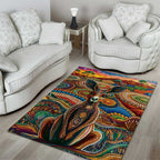 Australian Aboriginal Art Kangaroo Area Rug Looking Forward Looking Blak Aboriginal Dot Painting