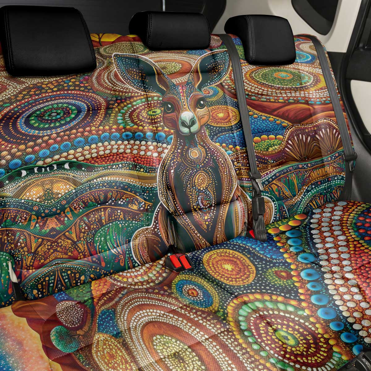 Australian Aboriginal Art Kangaroo Back Car Seat Cover Looking Forward Looking Blak Aboriginal Dot Painting