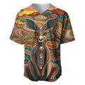 Australian Aboriginal Art Kangaroo Baseball Jersey Looking Forward Looking Blak Aboriginal Dot Painting